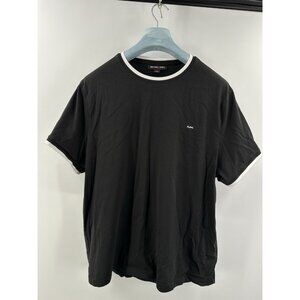 Michael Kore Black & White Trim Slim-fit Cotton Shirt 2XL (A-1)